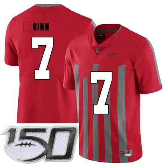 Ohio State Buckeyes 7 Ted Ginn Jr. Red Elite Nike College Football Stitched 150th Anniversary Patch Jersey